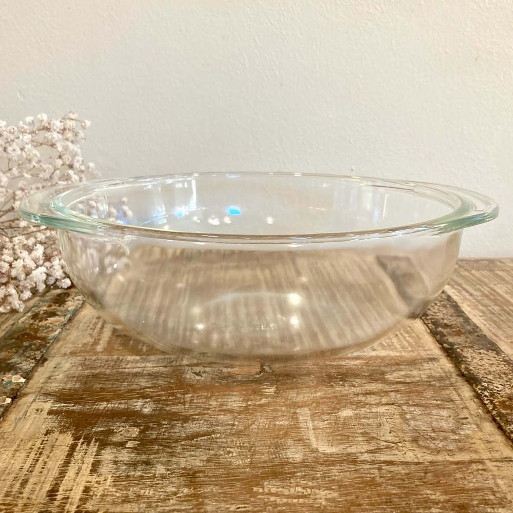 PYREX Round Casserole Baking Dish 024 B-2 2 Quart QT Clear Glass Bowl Ovenware